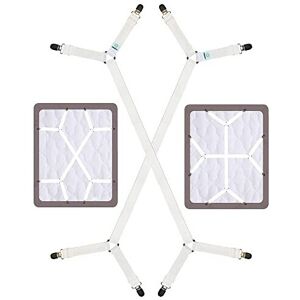 FIBOOMERANG Bed Sheet Holder Straps, Premium Fitted Sheet Suspenders with Elastic Bands and FIBOOMERANG Bed Sheet Holder Straps, Premium Fitted Sheet Suspenders with Elastic Bands and