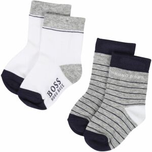 (UK 3-3.5 / EU 19-20) Hugo Boss Baby's J00Z01 Two Pair Pack Socks Grey White (UK 3-3.5 / EU 19-20) Hugo Boss Baby's J00Z01 Two Pair Pack Socks Grey White