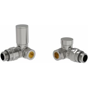 NRG (Satin Nickel) Round Head Manual Corner Radiator Rad Valves 1/2"x15mm Brass Twin NRG (Satin Nickel) Round Head Manual Corner Radiator Rad Valves 1/2"x15mm Brass Twin