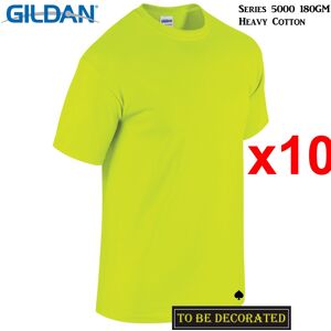 (M) 10 Packs Gildan T-SHIRT Basic Tee S - 5XL Small Big Men Heavy Cotton (Safety (M) 10 Packs Gildan T-SHIRT Basic Tee S - 5XL Small Big Men Heavy Cotton (Safety