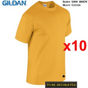 (L) 10 Packs Gildan T-SHIRT Basic Tee S - 5XL Small Big Men Heavy Cotton (Gold) (L) 10 Packs Gildan T-SHIRT Basic Tee S - 5XL Small Big Men Heavy Cotton (Gold)