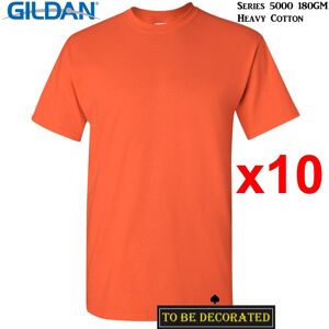 (L) 10 Packs Gildan T-SHIRT Basic Tee S - 5XL Small Big Men Heavy Cotton (Orange (L) 10 Packs Gildan T-SHIRT Basic Tee S - 5XL Small Big Men Heavy Cotton (Orange
