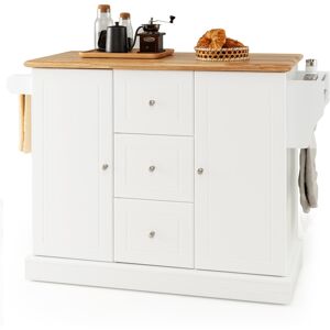 Costway Large Mobile Kitchen Island Cart on Hidden Wheels Adjustable Shelves Costway Large Mobile Kitchen Island Cart on Hidden Wheels Adjustable Shelves