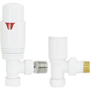 (White, Angled) Warmehaus Thermostatic Radiator Valve 15mm Radiator TRV + Locksh (White, Angled) Warmehaus Thermostatic Radiator Valve 15mm Radiator TRV + Locksh