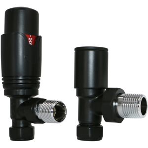(Black, Angled) Warmehaus Thermostatic Radiator Valve 15mm Radiator TRV + Locksh (Black, Angled) Warmehaus Thermostatic Radiator Valve 15mm Radiator TRV + Locksh
