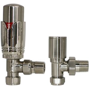 (Satin Nickel, Angled) Warmehaus Thermostatic Radiator Valve 15mm Radiator TRV + (Satin Nickel, Angled) Warmehaus Thermostatic Radiator Valve 15mm Radiator TRV +
