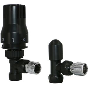 (Angled) Warmehaus Black Thermostatic Radiator Valve 15mm Radiator TRV + Lockshi (Angled) Warmehaus Black Thermostatic Radiator Valve 15mm Radiator TRV + Lockshi
