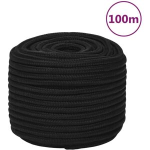 vidaXL 14 mm/ 100 m Black Polyester Boat Rope - Boat Rope vidaXL 14 mm/ 100 m Black Polyester Boat Rope - Boat Rope