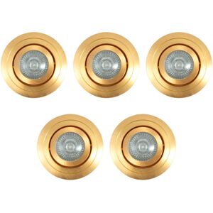 Litecraft (Pack of 5) Satin Brass Downlight Tiltable Circular Spotlight Litecraft (Pack of 5) Satin Brass Downlight Tiltable Circular Spotlight