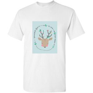 Gildan (S) Christmas Reindeer Deer Illustration Cartoon Art Men White T Shirt Tee Top Gildan (S) Christmas Reindeer Deer Illustration Cartoon Art Men White T Shirt Tee Top