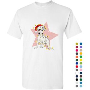Gildan (S) Dog Star Christmas Light Santa Hat Cartoon Art Men White T Shirt Tee Top Gildan (S) Dog Star Christmas Light Santa Hat Cartoon Art Men White T Shirt Tee Top