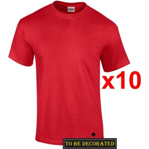 (L) 10 Packs Gildan T-SHIRT Basic Tee S - 5XL Small Big Men Heavy Cotton (Red) (L) 10 Packs Gildan T-SHIRT Basic Tee S - 5XL Small Big Men Heavy Cotton (Red)