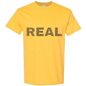Gildan (Yellow, M) Real Fake Black Text Art Silhouette 3D Art Men T Shirt Tee Top Gildan (Yellow, M) Real Fake Black Text Art Silhouette 3D Art Men T Shirt Tee Top