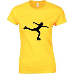Gildan (Yellow, M) Roller Skate Skating Silhouette Vector Full Art Ladies Women T Shirt Gildan (Yellow, M) Roller Skate Skating Silhouette Vector Full Art Ladies Women T Shirt