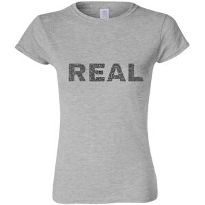 Gildan (Sport Grey, L) Real Fake Black Text Art Silhouette 3D Art Female Ladies Women T Gildan (Sport Grey, L) Real Fake Black Text Art Silhouette 3D Art Female Ladies Women T