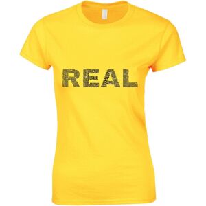 Gildan (Yellow, 2XL) Real Fake Black Text Art Silhouette 3D Art Female Ladies Women T S Gildan (Yellow, 2XL) Real Fake Black Text Art Silhouette 3D Art Female Ladies Women T S