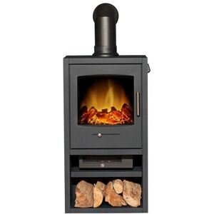 Adam Bergen XL Electric Stove in Charcoal Grey with Angled Stove Pipe in Black Adam Bergen XL Electric Stove in Charcoal Grey with Angled Stove Pipe in Black