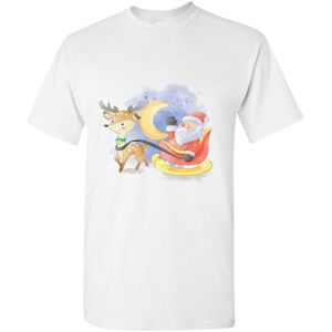 Gildan (2XL) Santa Claus Reindeer Sleigh Christmas Cartoon Art White Men T Shirt Tee To Gildan (2XL) Santa Claus Reindeer Sleigh Christmas Cartoon Art White Men T Shirt Tee To