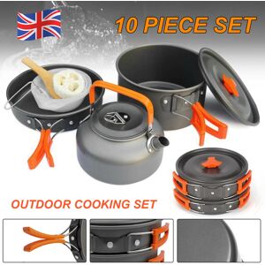 Unbranded 10pcs Camping Cook Cooking Cookware Set Anodised Aluminium Pots Pans Unbranded 10pcs Camping Cook Cooking Cookware Set Anodised Aluminium Pots Pans