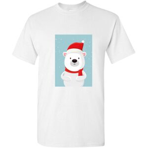 Gildan (L) Polar Bear Santa Hat Christmas Cartoon Art White Men T Shirt Tee Top Gildan (L) Polar Bear Santa Hat Christmas Cartoon Art White Men T Shirt Tee Top
