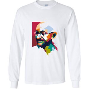 Gildan (L) Mahatma Gandhi Hindi Indian Hero Men Long Sleeve T-Shirt White Basic tee Gildan (L) Mahatma Gandhi Hindi Indian Hero Men Long Sleeve T-Shirt White Basic tee