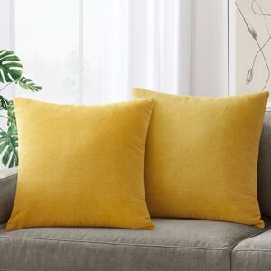 SUPREME BEDDING LTD (18"X18" (Pack of 2), Ochre Patterned) Velvet Cushion Covers Decorative Throw Pi SUPREME BEDDING LTD (18"X18" (Pack of 2), Ochre Patterned) Velvet Cushion Covers Decorative Throw Pi