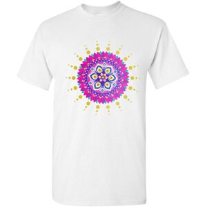 Gildan (XL) Rangoli Indian Diwali Colourful Flower Henna Art Print Men White T Shirt Te Gildan (XL) Rangoli Indian Diwali Colourful Flower Henna Art Print Men White T Shirt Te