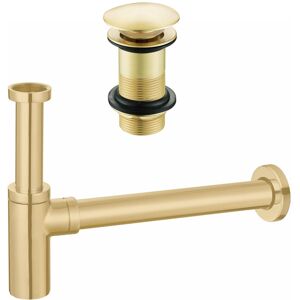 FNX Bathrooms Brushed Brass Full Cover Unslotted Basin Waste & Minimalist Bottle Trap FNX Bathrooms Brushed Brass Full Cover Unslotted Basin Waste & Minimalist Bottle Trap