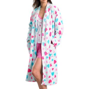 (Blue, Large - UK 16/18) Slenderella Ladies Soft Fleece Heart Pattern Dressing G (Blue, Large - UK 16/18) Slenderella Ladies Soft Fleece Heart Pattern Dressing G