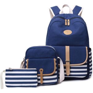 GreenZech (Deep Blue) 3Pcs/Set Canvas Backpack Rucksack School Bag Waterproof Shoulder Bag GreenZech (Deep Blue) 3Pcs/Set Canvas Backpack Rucksack School Bag Waterproof Shoulder Bag
