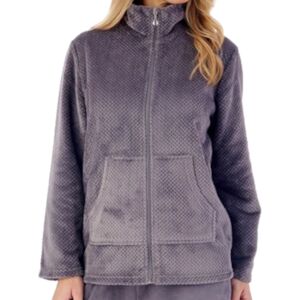 (Grey - Bed Jacket, Large - UK 16/18) Slenderella Ladies Fleece Pyjamas Zip Up W (Grey - Bed Jacket, Large - UK 16/18) Slenderella Ladies Fleece Pyjamas Zip Up W