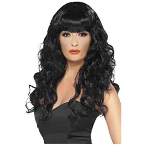 Smiffys 42258 Siren Wig Black Long Curly with Fringe Size One Size Smiffys 42258 Siren Wig Black Long Curly with Fringe Size One Size