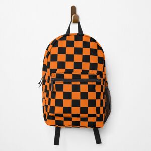 Famgem Orange-Black Checkerboard Backpack 15in - Durable Polyester, Padded Strap Famgem Orange-Black Checkerboard Backpack 15in - Durable Polyester, Padded Strap