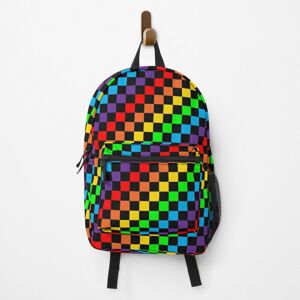 Famgem Backpack Rainbow Checkers School Bag Travel 15" Famgem Backpack Rainbow Checkers School Bag Travel 15"