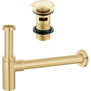 FNX Bathrooms Brushed Brass Full Cover Slotted Basin Waste & Minimalist Bottle Trap FNX Bathrooms Brushed Brass Full Cover Slotted Basin Waste & Minimalist Bottle Trap