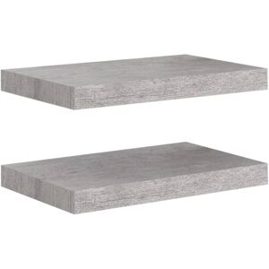vidaXL 2x Floating Wall Shelves Concrete Grey MDF Bookcase Wall Board CD Rack - Wall Shelves vidaXL 2x Floating Wall Shelves Concrete Grey MDF Bookcase Wall Board CD Rack - Wall Shelves