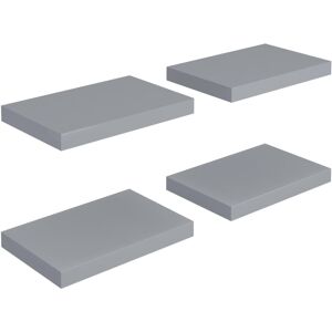 vidaXL 4x Floating Wall Shelves Grey 40x23x3.8 cm MDF Display Bookcase Ledge vidaXL 4x Floating Wall Shelves Grey 40x23x3.8 cm MDF Display Bookcase Ledge