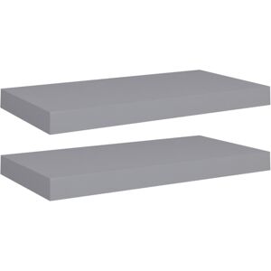 vidaXL 2x Floating Wall Shelves Grey 50x23x3.8 cm MDF Display Bookcase Ledge - Wall Shelves vidaXL 2x Floating Wall Shelves Grey 50x23x3.8 cm MDF Display Bookcase Ledge - Wall Shelves
