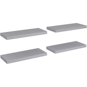 vidaXL 4x Floating Wall Shelves Grey - Wall Shelves vidaXL 4x Floating Wall Shelves Grey - Wall Shelves