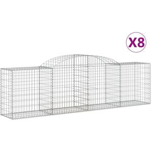 vidaXL Galvanized Iron 8 pcs Arched Gabion Baskets - Gabion Type vidaXL Galvanized Iron 8 pcs Arched Gabion Baskets - Gabion Type
