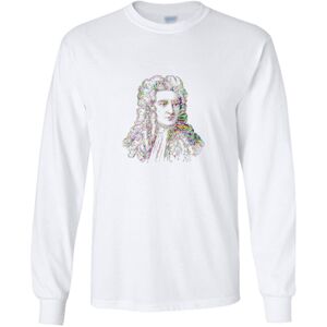 Gildan (L) Sir Isaac Newton Portrait Art Cool Long Sleeve T-Shirt White Mens Tee Tops Gildan (L) Sir Isaac Newton Portrait Art Cool Long Sleeve T-Shirt White Mens Tee Tops