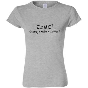 Gildan (M) E=mc2 Energy Milk Coffee Funny Einstein Ladies Women Sport Grey T-Shirt Tee Gildan (M) E=mc2 Energy Milk Coffee Funny Einstein Ladies Women Sport Grey T-Shirt Tee