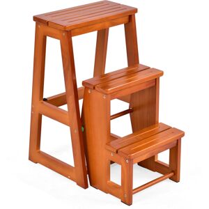 Costway 3 Tier Step Stool Wood Indoor Folding Stepladder Shelf for Adults Kids Costway 3 Tier Step Stool Wood Indoor Folding Stepladder Shelf for Adults Kids