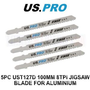 US PRO Tools 5pc UST127D 100mm 8TPI Jigsaw Blade For Aluminium 9187 US PRO Tools 5pc UST127D 100mm 8TPI Jigsaw Blade For Aluminium 9187