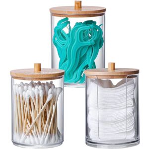 Unbranded 3PCS Cotton Pad Holder with Bamboo Lid for Bathroom Storage, Acrylic Cotton Swab Unbranded 3PCS Cotton Pad Holder with Bamboo Lid for Bathroom Storage, Acrylic Cotton Swab