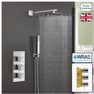 NES Home Orta Square Concealed Thermostatic Mixer Valve Hand Held 300mm Shower Head Set NES Home Orta Square Concealed Thermostatic Mixer Valve Hand Held 300mm Shower Head Set