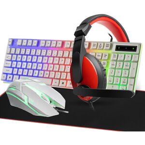 GreenZech (White) 4 In 1 Colorful Glow Keyboard Mouse Headset with Anti-slip Extra Large M GreenZech (White) 4 In 1 Colorful Glow Keyboard Mouse Headset with Anti-slip Extra Large M