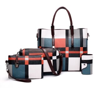 GreenZech (Blue) 4PCS PU Leather Fashion Lattice Shoulder Bag Set For Female GreenZech (Blue) 4PCS PU Leather Fashion Lattice Shoulder Bag Set For Female