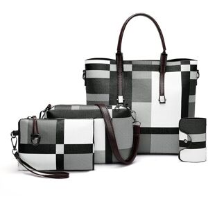 GreenZech (Black) 4PCS PU Leather Fashion Lattice Shoulder Bag Set For Female GreenZech (Black) 4PCS PU Leather Fashion Lattice Shoulder Bag Set For Female