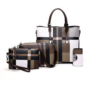 GreenZech (Coffee) 4PCS PU Leather Fashion Lattice Shoulder Bag Set For Female GreenZech (Coffee) 4PCS PU Leather Fashion Lattice Shoulder Bag Set For Female
